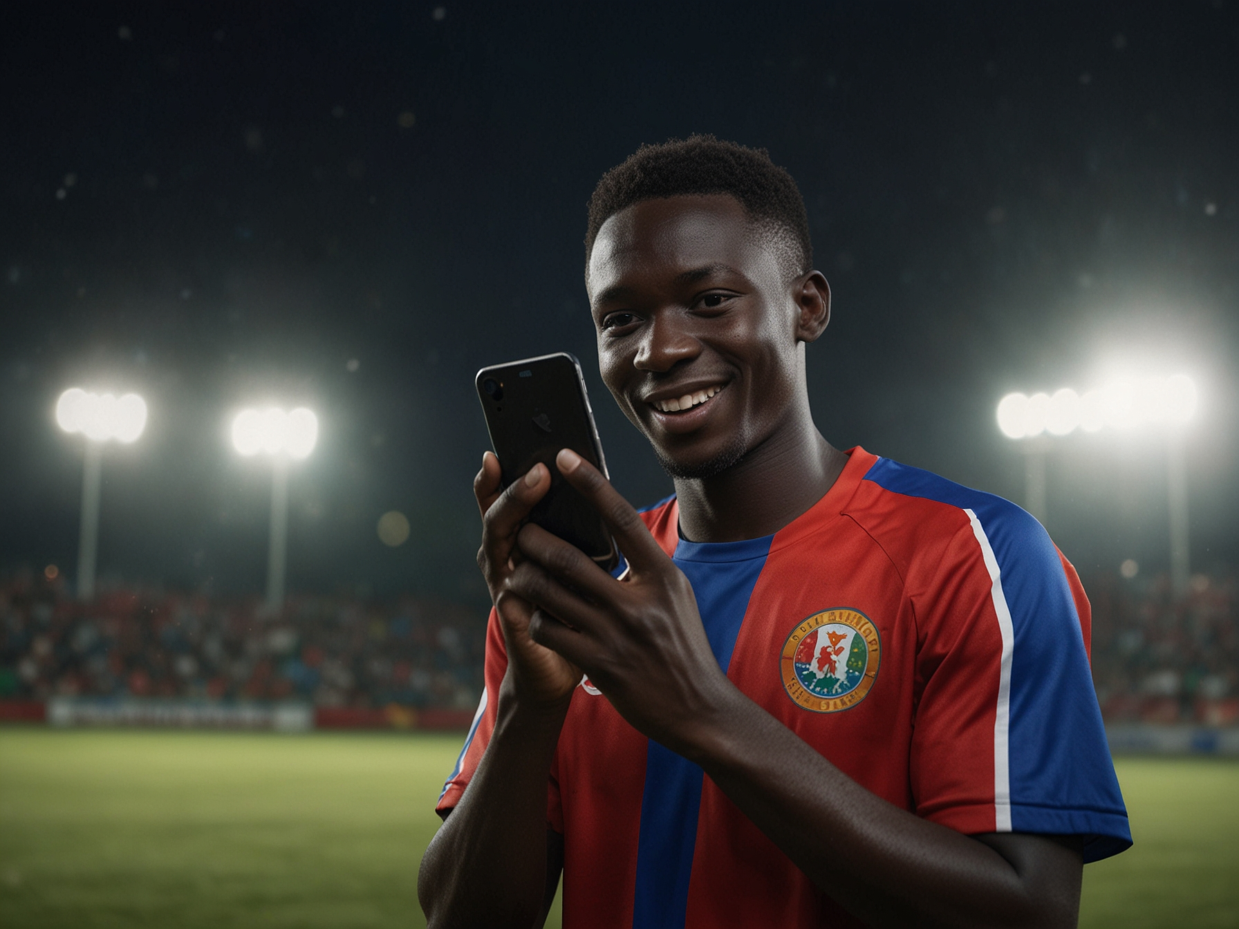 Gambian player celebrating a win on mobile